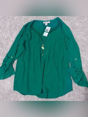 Michael Kors Emerald Green Zip-Front Tunic